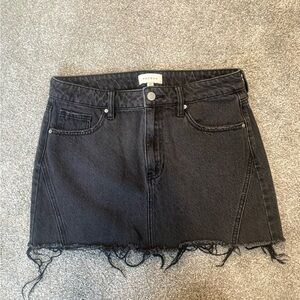 PacSun Black Frayed Hem Denim Mini Skirt